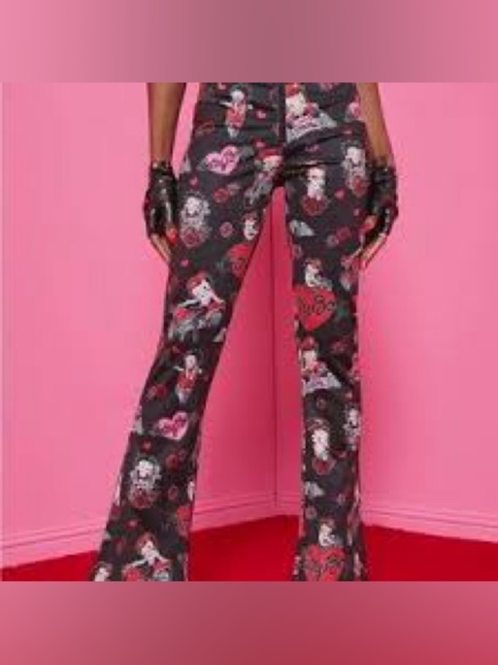 ‼️NWT‼️Rare Dolls Kill X Betty Boop Tough Betty Twill Flare Pants Medium